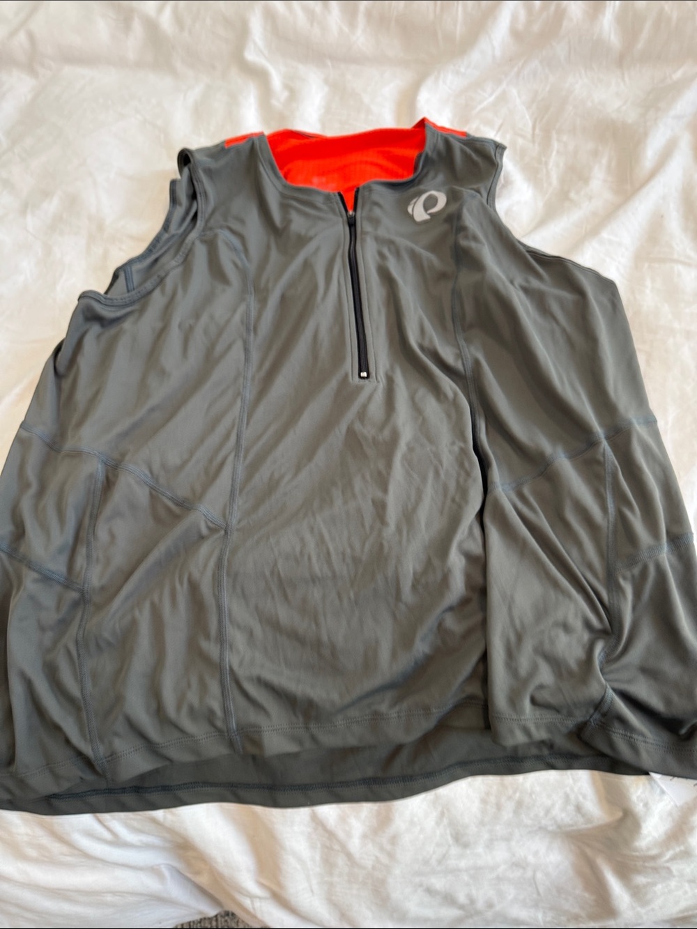 Pearl Izumi Men's Gray Cycling Vest with Orange Lining